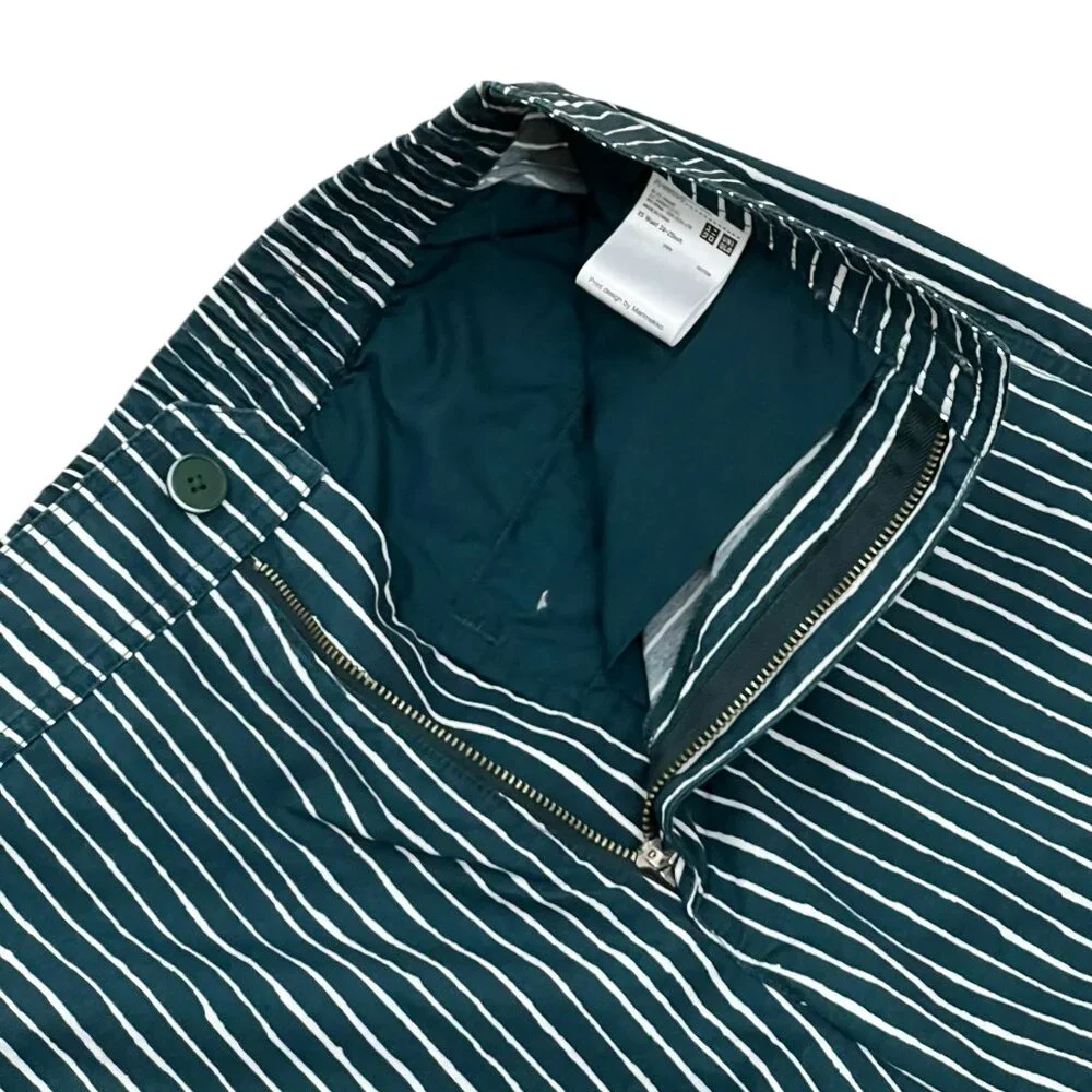Women’s Uniqlo Green & White Striped Cotton Pants 2010s - Picture 4 of 8